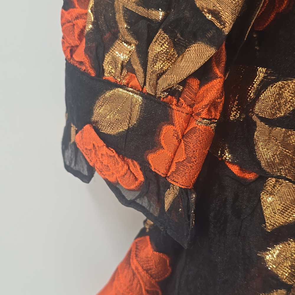 ASOS Florals on High-Neck‎ Ruffle Mini Dress - Orange/Black - Picture 10 of 11